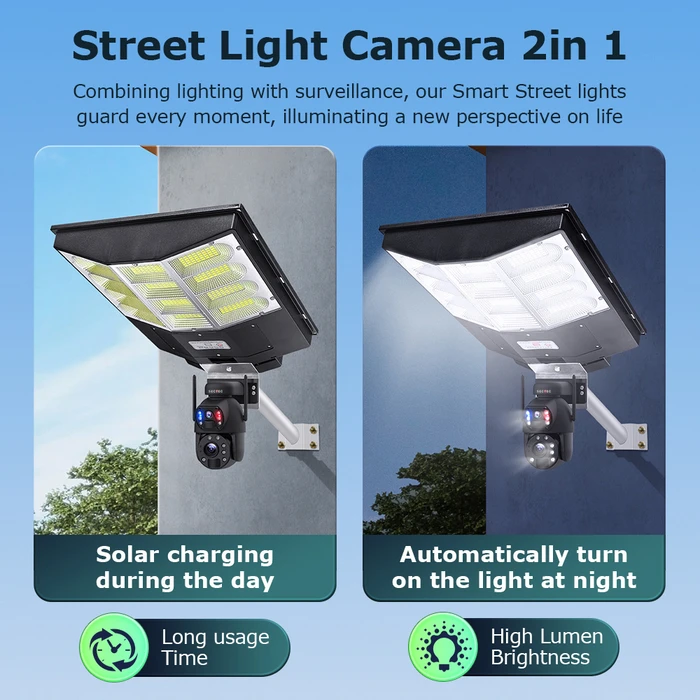 SECTEC Smart Solar Camera Floodlight Dual Lens 3MP 4G PTZ IP66