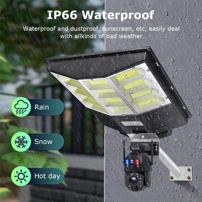 SECTEC Smart Solar Camera Floodlight Dual Lens 3MP 4G PTZ IP66