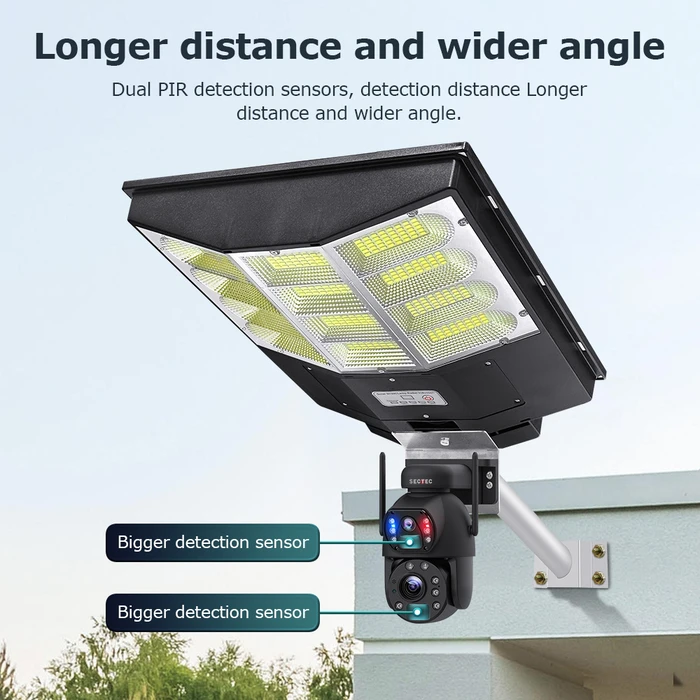 SECTEC Smart Solar Camera Floodlight Dual Lens 3MP 4G PTZ IP66
