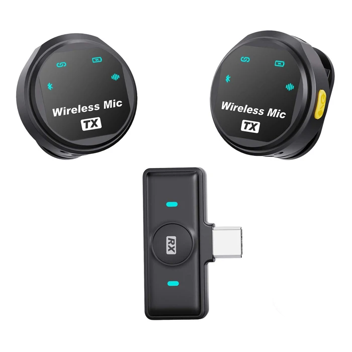 UPTECH Wireless Microphones UPWS-08 2.4GHz with Charging Case USB-C Black