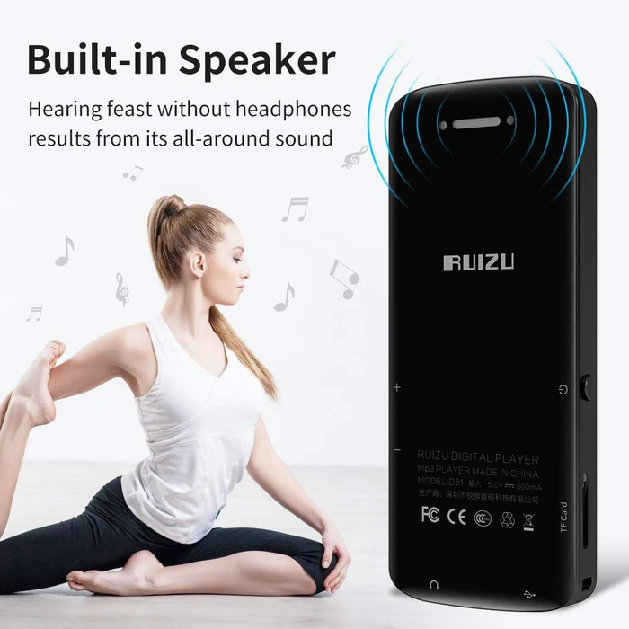 RUIZU MP3 player D50 με οθόνη 18 16GB Bluetooth ελληνικό μενού μαύρο