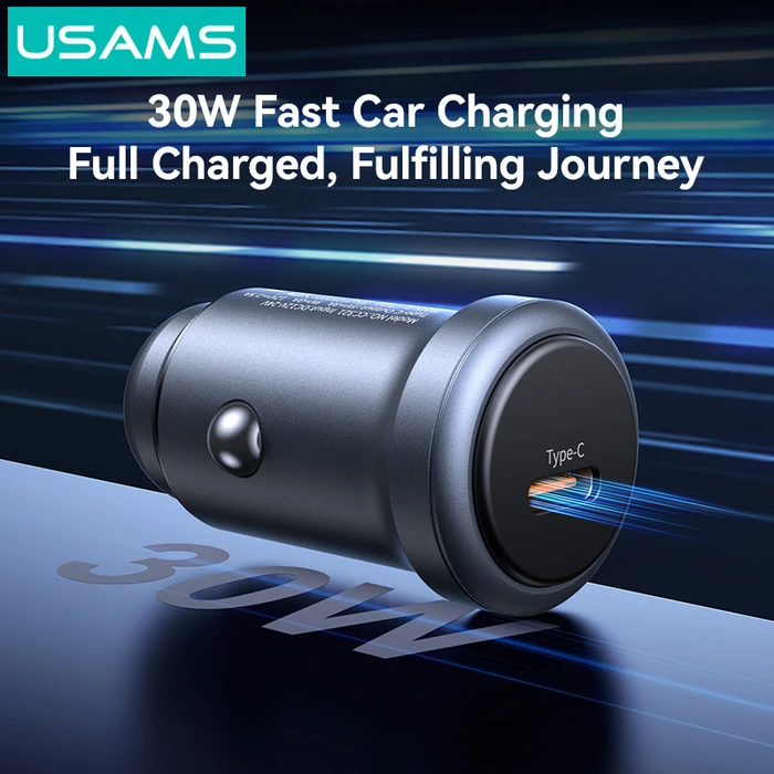USAMS Car Charger CC321 USB C 30W Grey
