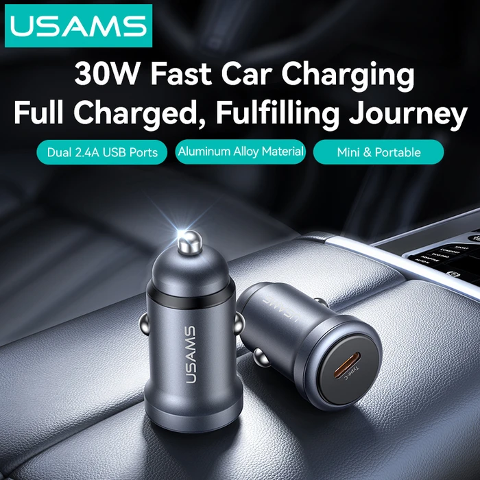 USAMS Car Charger CC321 USB C 30W Grey