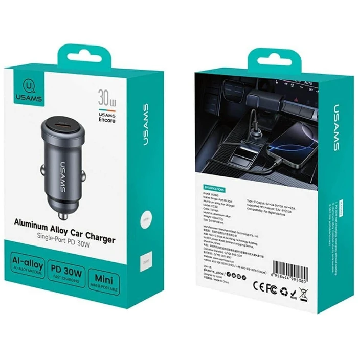 USAMS Car Charger CC321 USB C 30W Grey