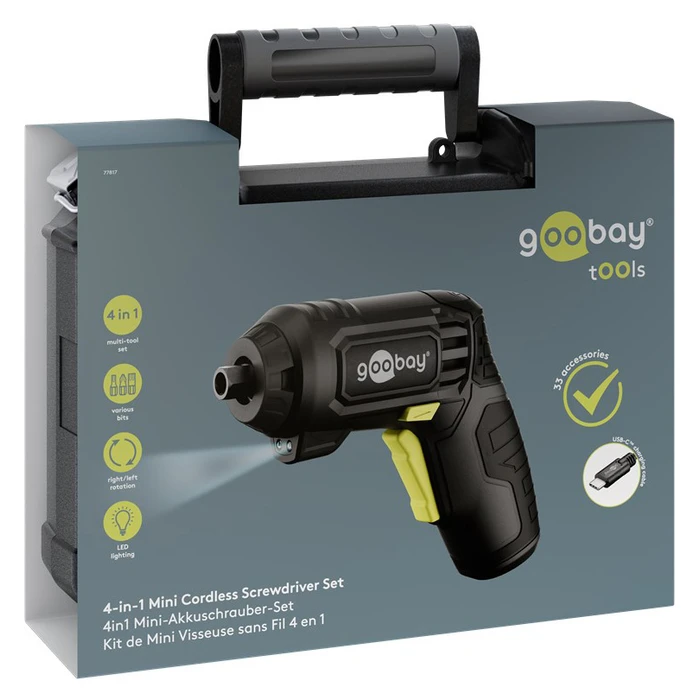 GOOBAY Κατσαβίδι μπαταρίας 4 σε 1 με μύτες και εξαρτήματα 77817