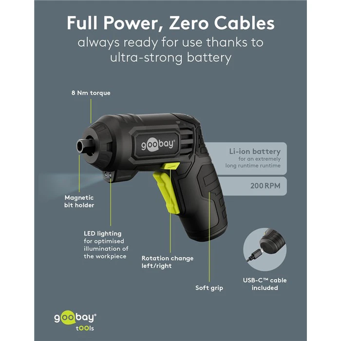 GOOBAY Κατσαβίδι μπαταρίας 4 σε 1 με μύτες και εξαρτήματα 77817