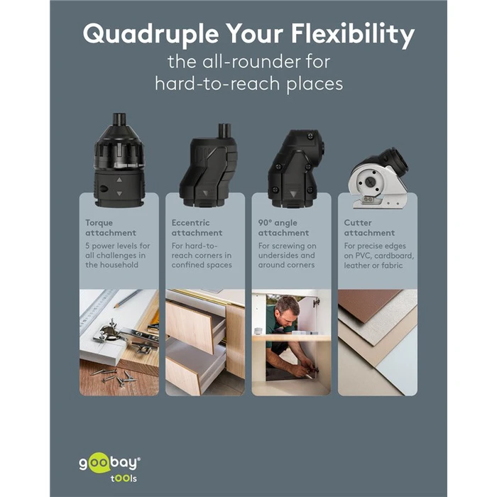 GOOBAY Κατσαβίδι μπαταρίας 4 σε 1 με μύτες και εξαρτήματα 77817