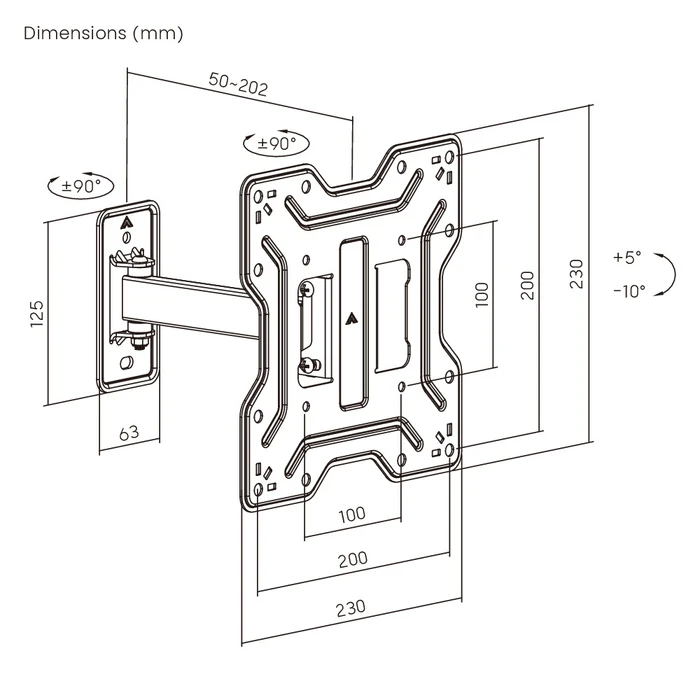 POWERTECH Wall TV Mount PT-1555 full motion