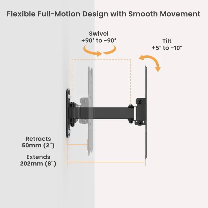 POWERTECH Wall TV Mount PT-1555 full motion