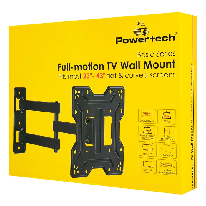 POWERTECH TV Wall Mount PT-1556 23-43 inches up to 30kg full motion