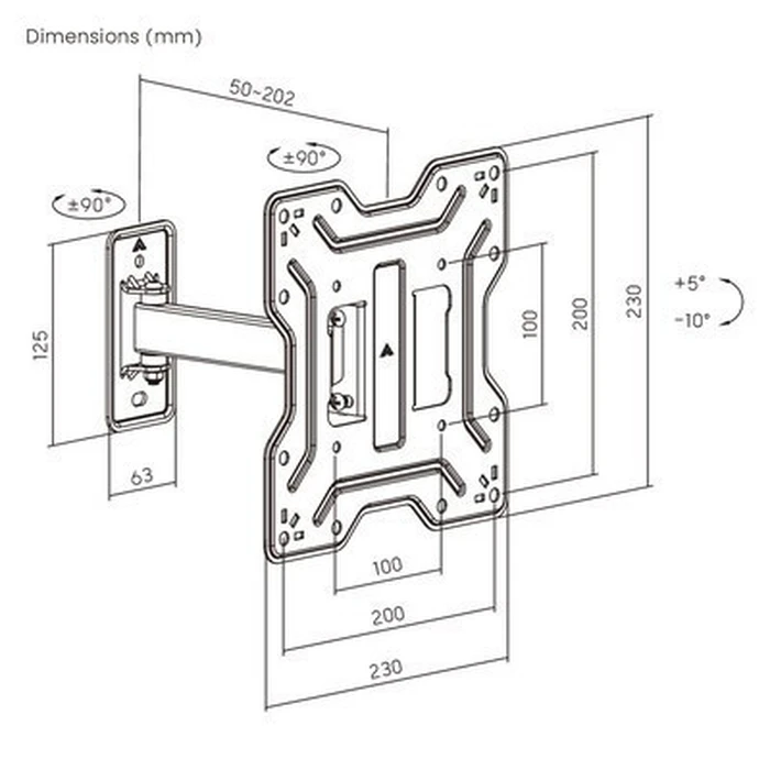 POWERTECH Wall TV Mount PT-1555 full motion