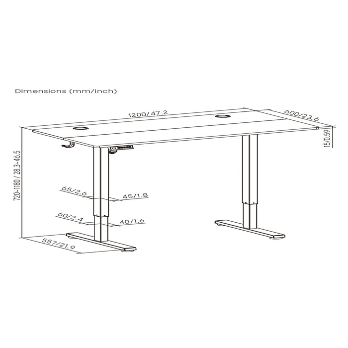 BRATECK ηλεκτρικό γραφείο S23-22R-B-WH ρυθμιζόμενο ύψος λευκό