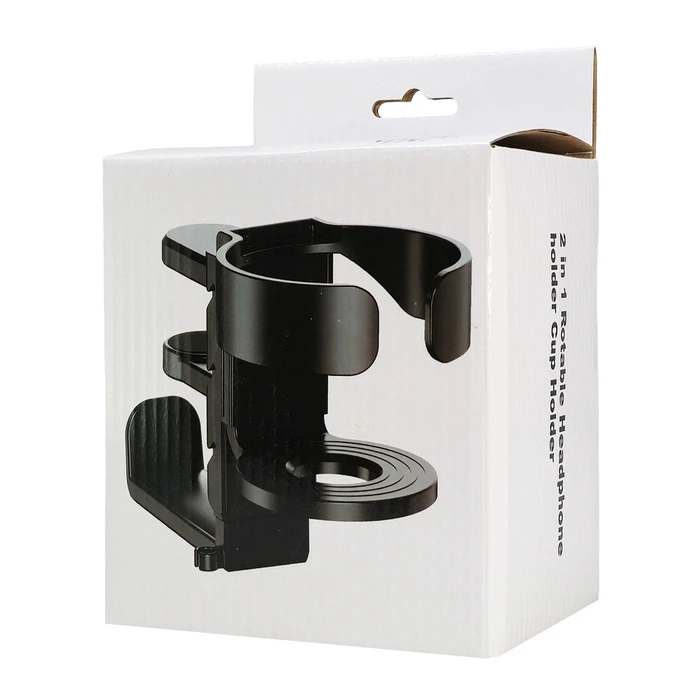 POWERTECH βάση ακουστικών και ποτηροθήκη γραφείου περιστρεφόμενη μαύρη