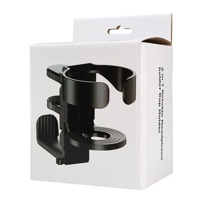 POWERTECH βάση ακουστικών και ποτηροθήκη γραφείου περιστρεφόμενη μαύρη