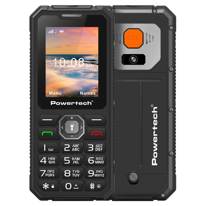 POWERTECH Mobile Phone Sentry Armor dual SIM SOS button 4G IP67 Black