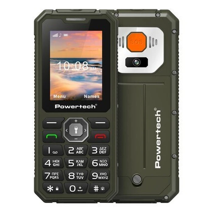 POWERTECH κινητό τηλέφωνο Sentry Armor dual SIM πλήκτρο SOS 4G IP67 χακί