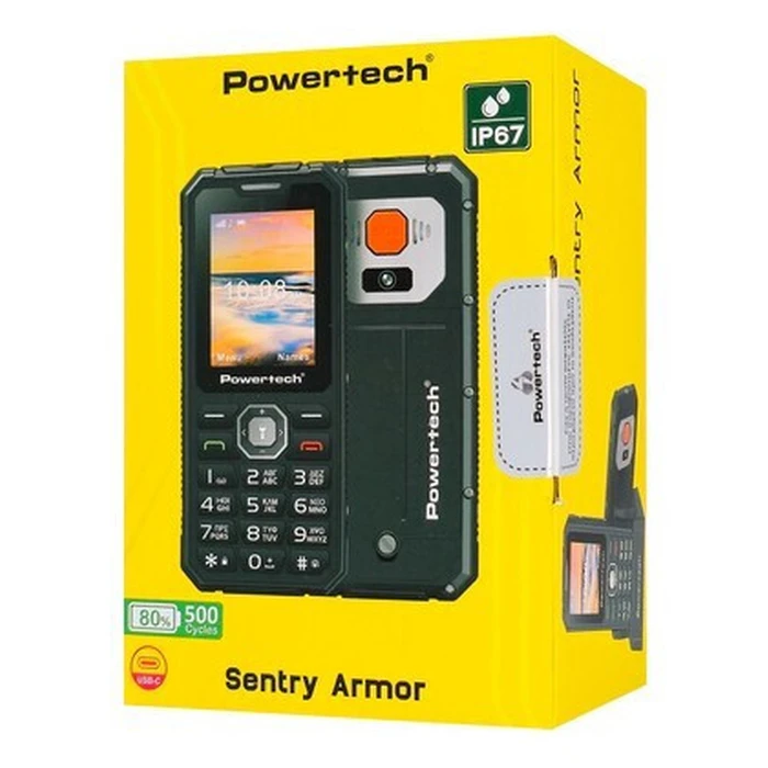 POWERTECH κινητό τηλέφωνο Sentry Armor dual SIM πλήκτρο SOS 4G IP67 χακί