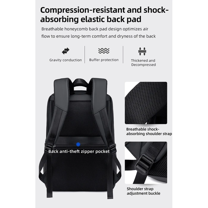 GOLDEN WOLF Backpack GB00707 with 15.6 inch Laptop Compartment 21L Black