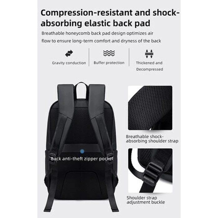 Backpack GOLDEN WOLF GB00705 with 15.6 inch laptop compartment 17L Black