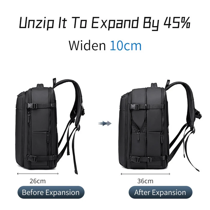 ARCTIC HUNTER Backpack B00866 with 15.6 inch Laptop Compartment 35.5L 49.5L Black