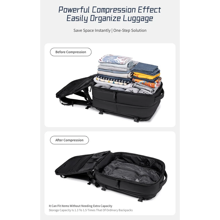 ARCTIC HUNTER Backpack B00866 with 15.6 inch Laptop Compartment 35.5L 49.5L Black