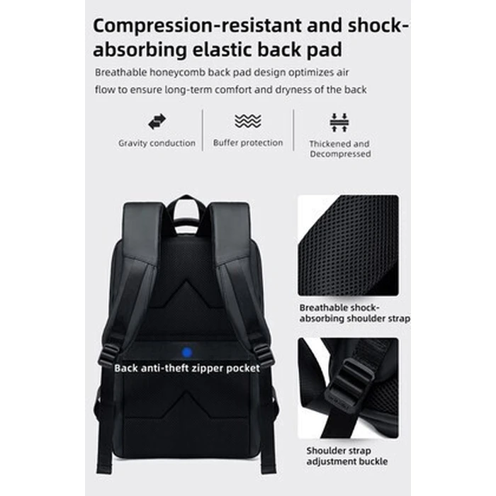 GOLDEN WOLF Backpack GB00731 with 15.6 inch Laptop Compartment 17L Black