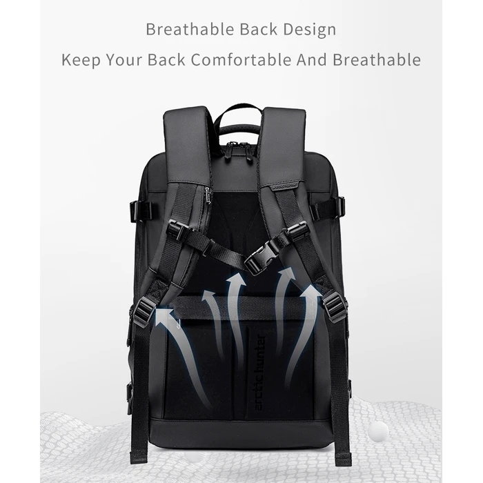 ARCTIC HUNTER Backpack B00866 with 15.6 inch Laptop Compartment 35.5L 49.5L Black