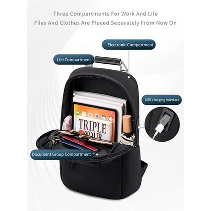 ARCTIC HUNTER Backpack B00915 with 15.6 inch laptop compartment 20L Black