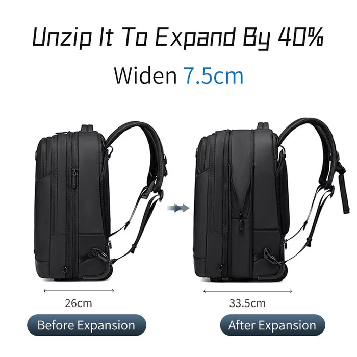 ARCTIC HUNTER Τσάντα Ταξιδίου Τρόχιλη με Θήκη Laptop 15.6 42L 54L Μαύρη