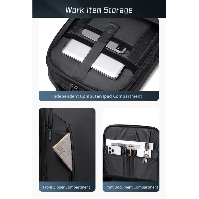 ARCTIC HUNTER Τσάντα Ταξιδίου Τρόχιλη με Θήκη Laptop 15.6 42L 54L Μαύρη