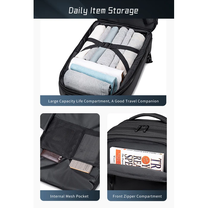 ARCTIC HUNTER Τσάντα Ταξιδίου Τρόχιλη με Θήκη Laptop 15.6 42L 54L Μαύρη