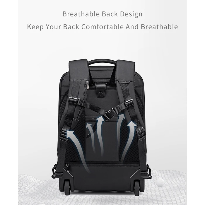 ARCTIC HUNTER Τσάντα Ταξιδίου Τρόχιλη με Θήκη Laptop 15.6 42L 54L Μαύρη