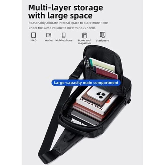 GOLDEN WOLF Τσάντα Crossbody GXB00725 Μαύρη 4L