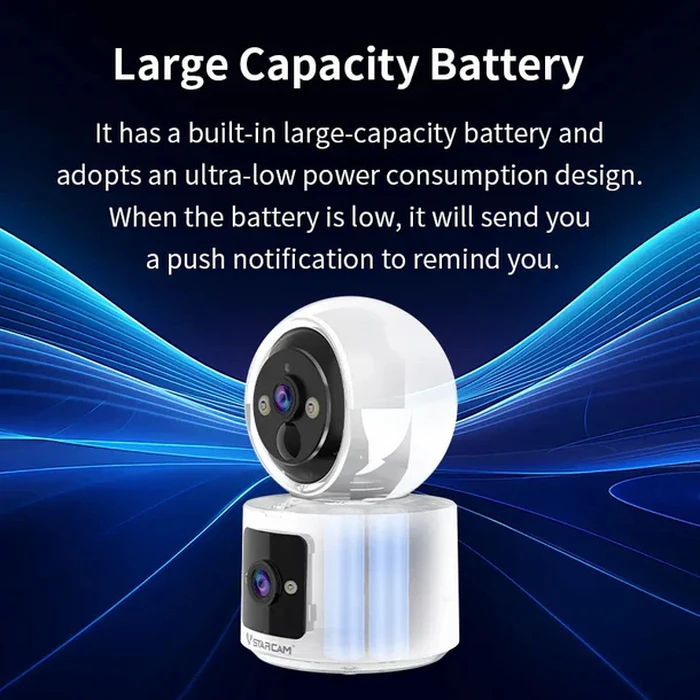 VSTARCAM Smart Camera CB90DR 2MP Dual Lens WiFi PTZ SD 5200mAh