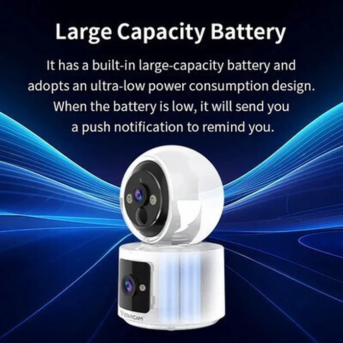 VSTARCAM Smart Camera CB90DR 2MP Dual Lens WiFi PTZ SD 5200mAh