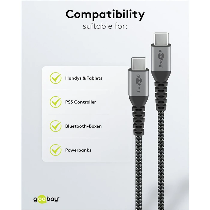 GOOBAY USB-C Cable 60W 480Mbps 0.15m Black