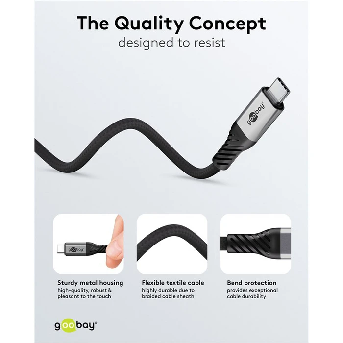 GOOBAY USB C Cable 74776 USB4 240W 80Gbps 16K 60Hz 1.5m Black