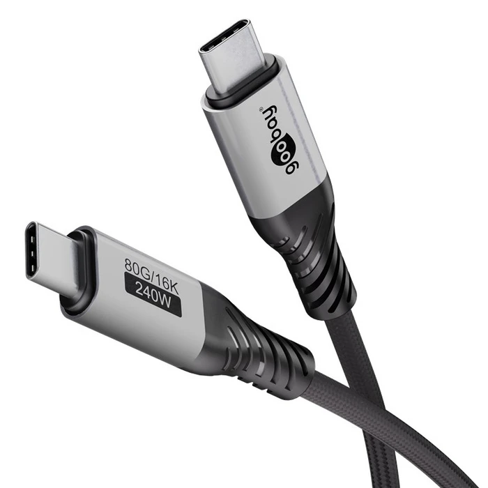 GOOBAY USB C Cable 74776 USB4 240W 80Gbps 16K 60Hz 1.5m Black