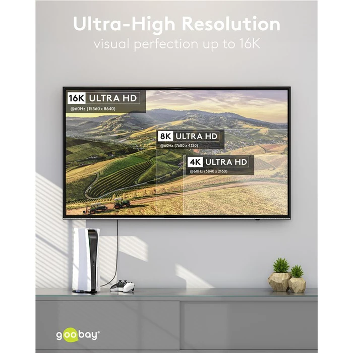 GOOBAY USB C Cable 74776 USB4 240W 80Gbps 16K 60Hz 1.5m Black