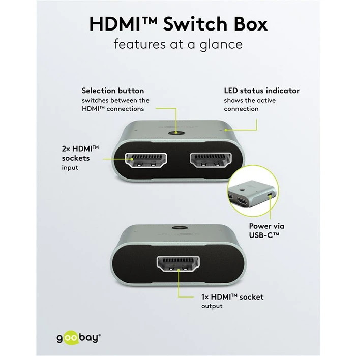 GOOBAY HDMI switch 77791 2 σε 1 8K 60Hz γκρι