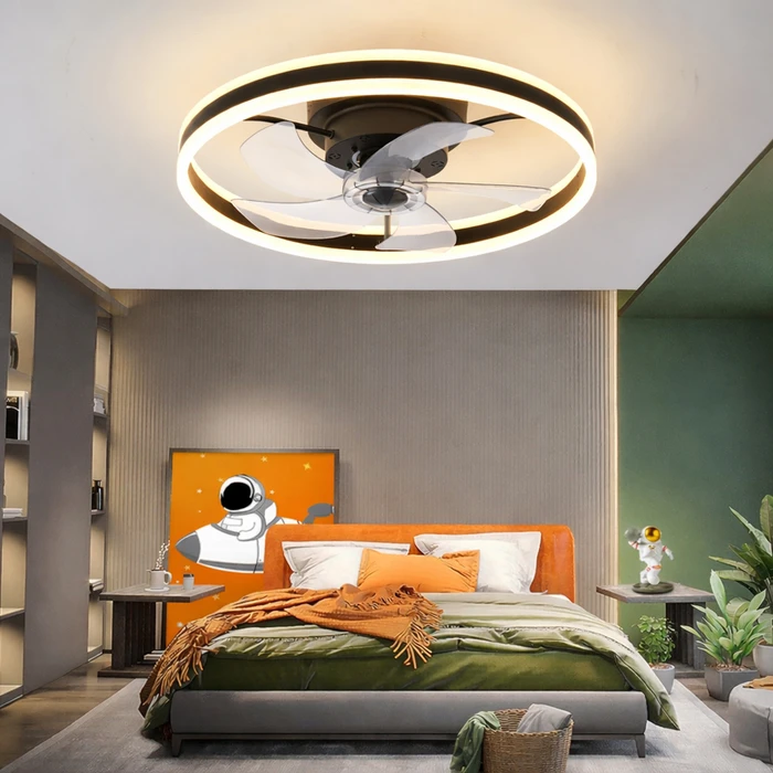 POWERTECH ανεμιστήρας οροφής PT-1560 με LED φως 45W Φ50x20cm μαύρος