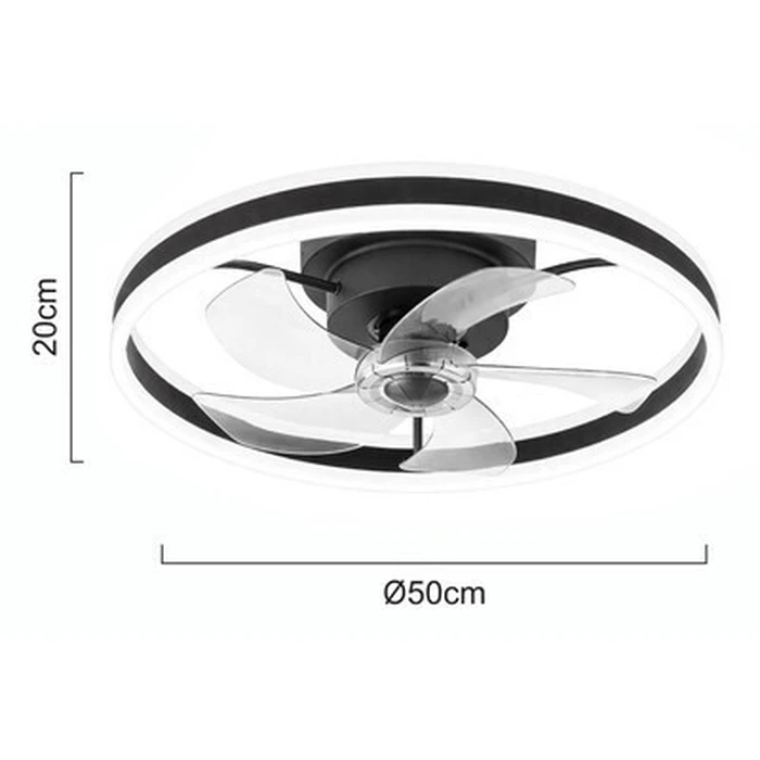 POWERTECH ανεμιστήρας οροφής PT-1560 με LED φως 45W Φ50x20cm μαύρος