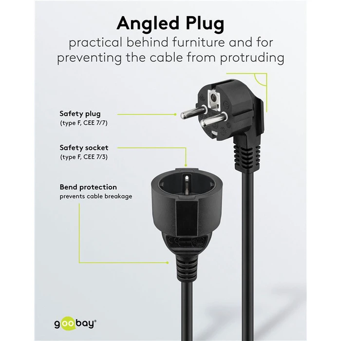 GOOBAY Μπαλαντέζα Προέκταση Ρεύματος 94700 2m Μαύρη