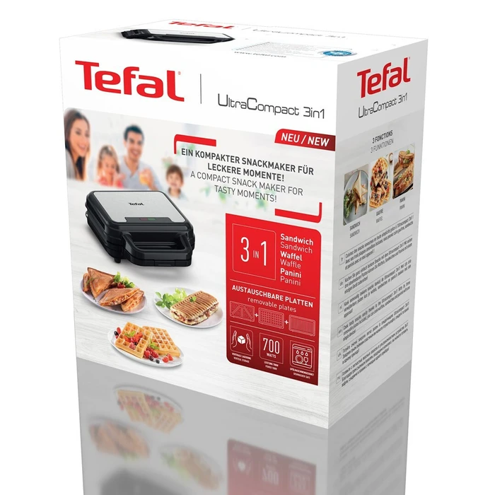 Tefal Ultra Compact SW383D10 Τοστιέρα 700W Ανοξειδωτη