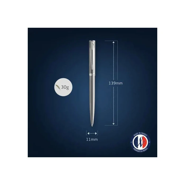 WATERMAN IMPRESSION Stainless Steel CT M Blue Ballpoint Pen - Gift Box