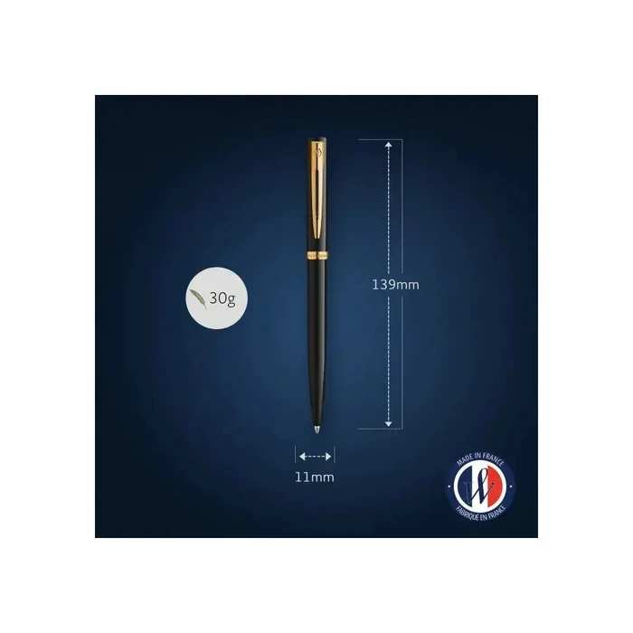 WATERMAN IMPRESSION Ballpoint Pen Black Lacquer GT, M (Medium) with Blue Ink - Gift Box