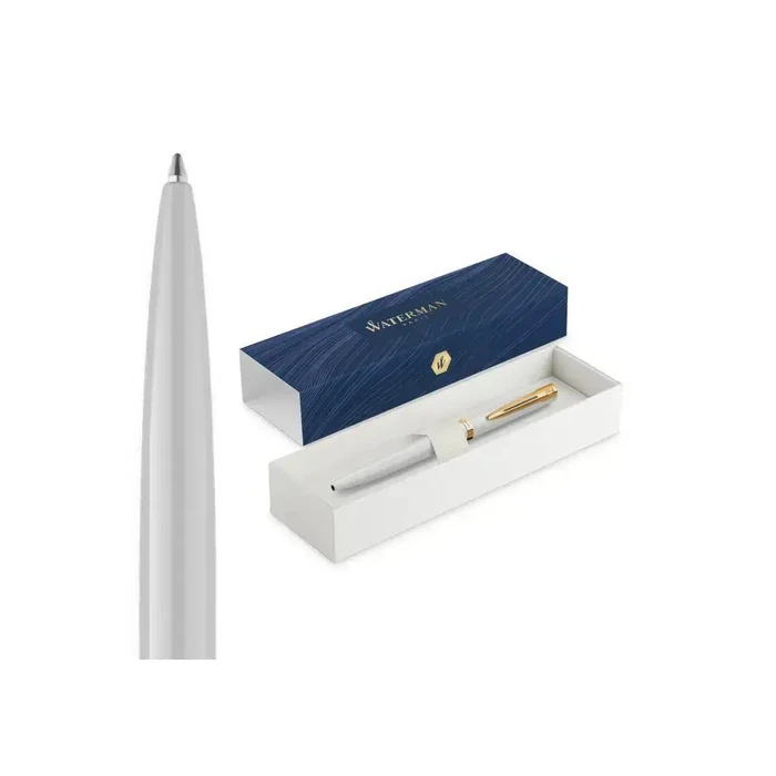 WATERMAN Impression White Lacquer CT Ballpoint Pen M Blue in Gift Box
