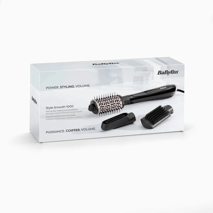 Babyliss Style Smooth 1000 Κεραμική Ηλεκτρική Βούρτσα με Αέρα για Ίσιωμα και Μπούκλες 1000W AS128E