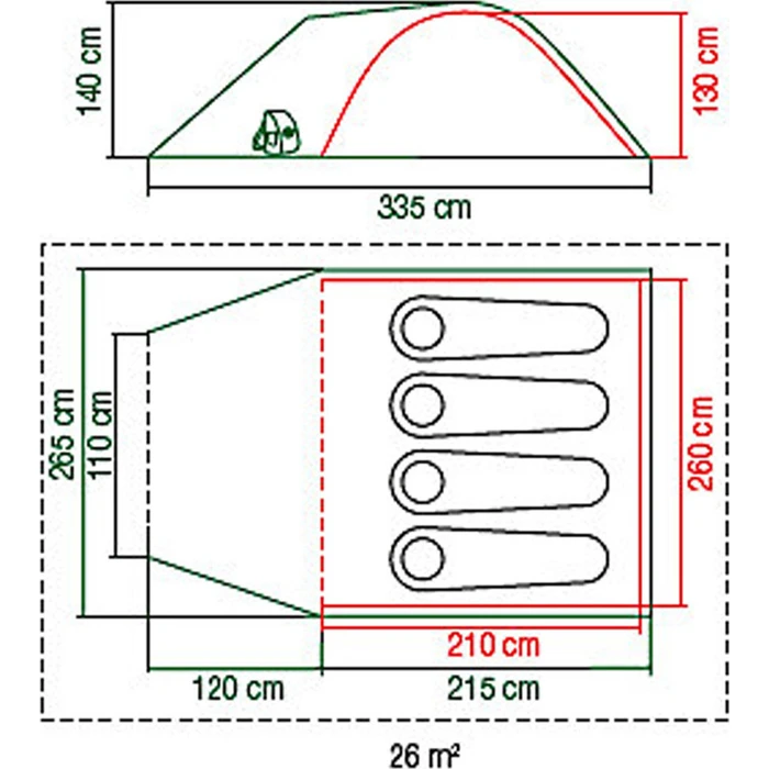 Coleman Kobuk Valley 4 Plus Winter Camping Tent Igloo Green with Double Fly for 4 Persons 335x265x140 cm (Model 2000030281)