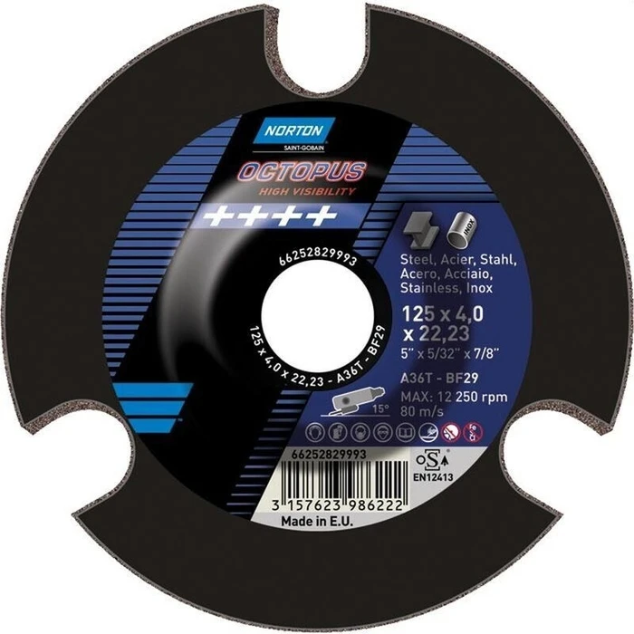 Δίσκος Κοπής/Λείανσης Norton Octopus 125x4.0x22.2 - Κόκκος 36